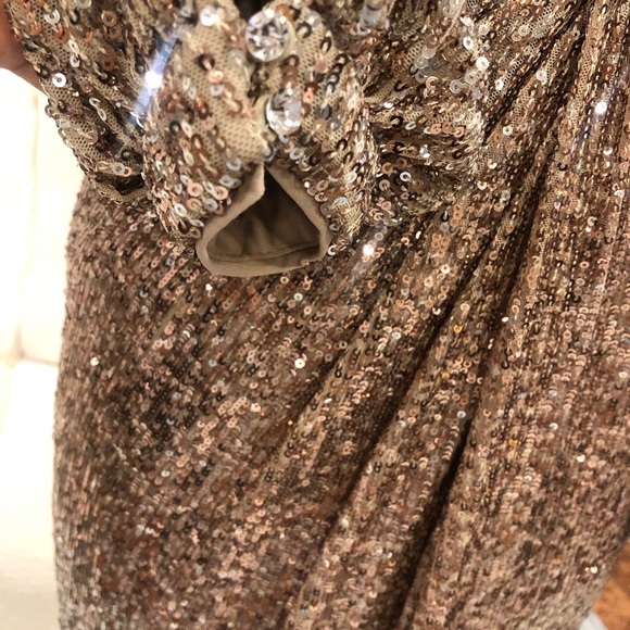 Badgley Mischka Ombré Gold sequin gown size XS - Picture 4 of 7